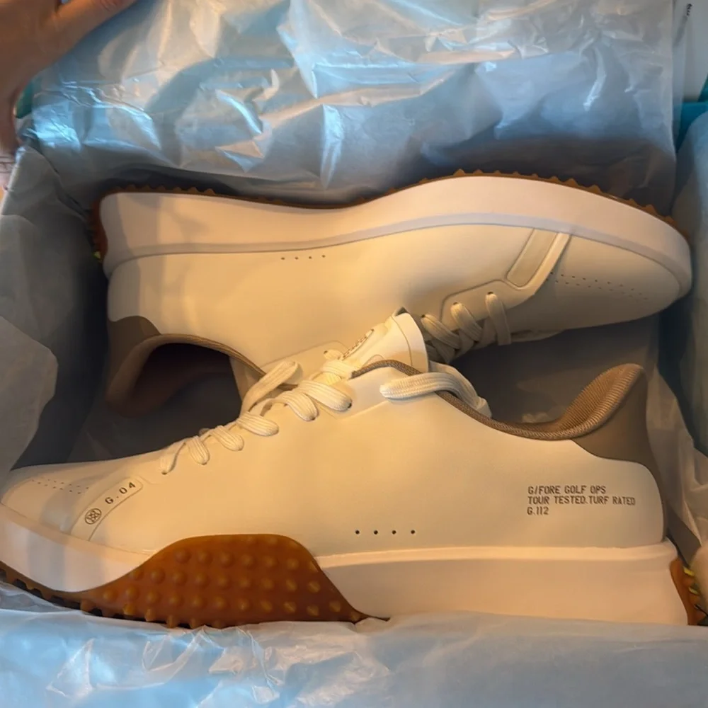 G Fore men’s G.112 golf shoes white size 15 in dune/Gum - Picture 3 of 4